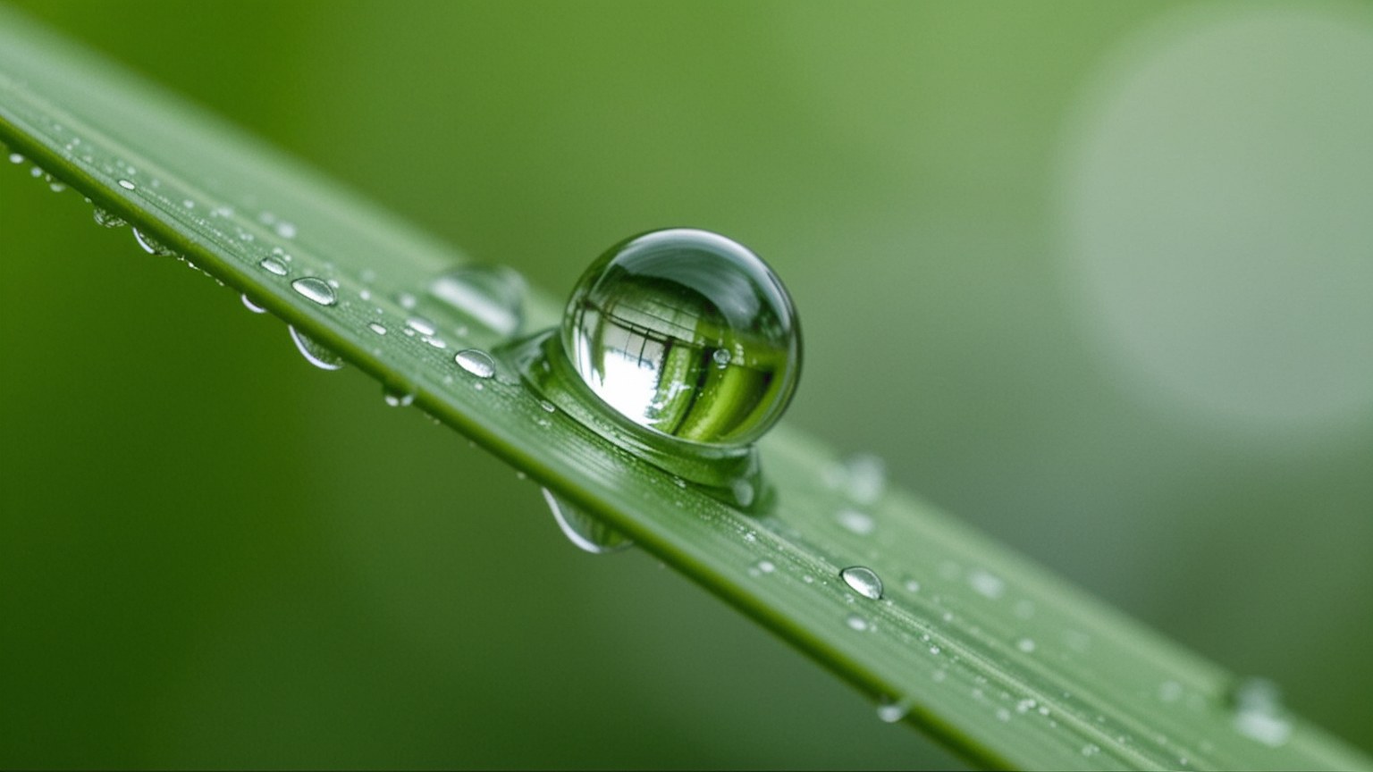 Gota de agua sobre una hoja verde